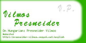 vilmos presneider business card